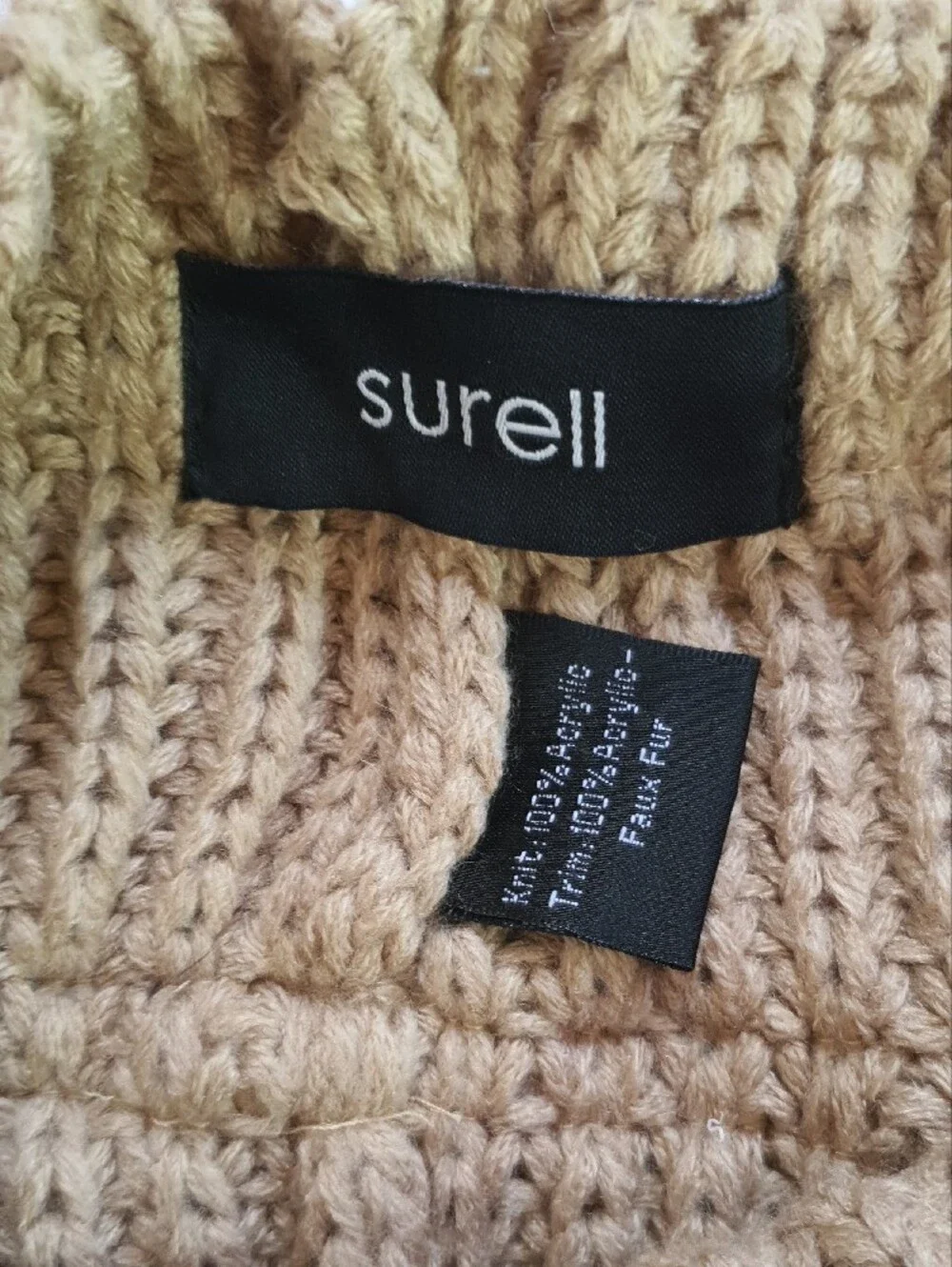 Faux Fur Knit Infinity Scarf - Beige + Free Gift